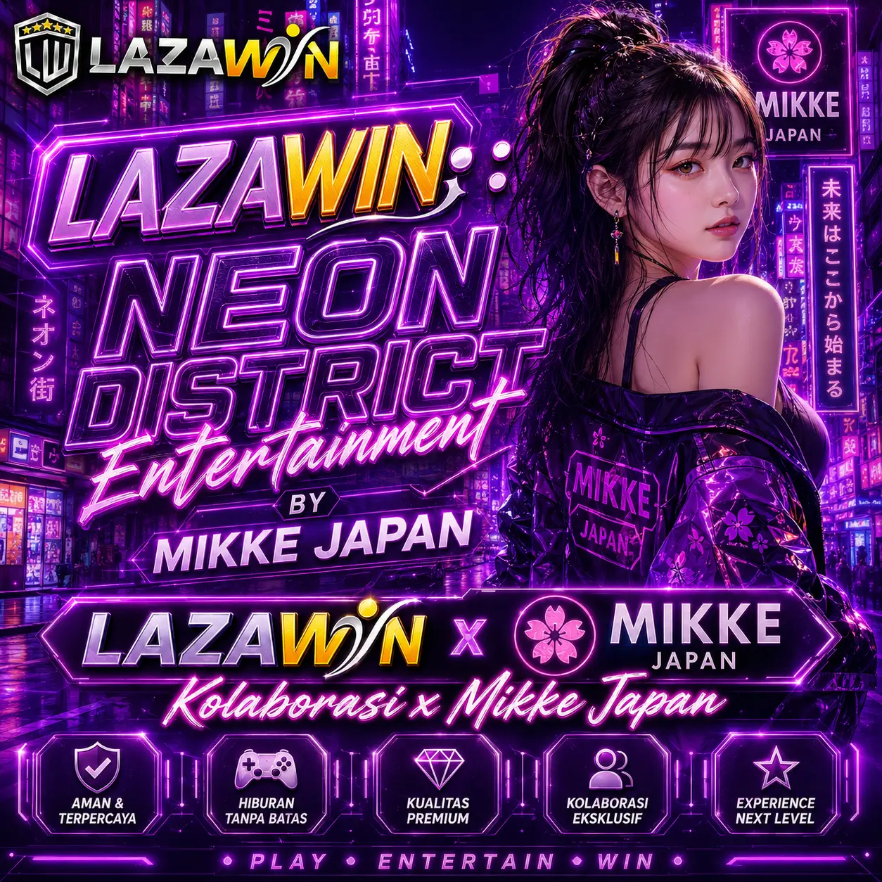 LAZAWIN : Neon District Entertainment by Mikke Japan - Platform Game Online Neon Terbaik Indonesia